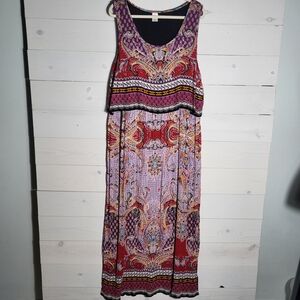 Bila Maxi Dress Paisley Colorful Plus Size XXL Sleeveless BOHO Festival.